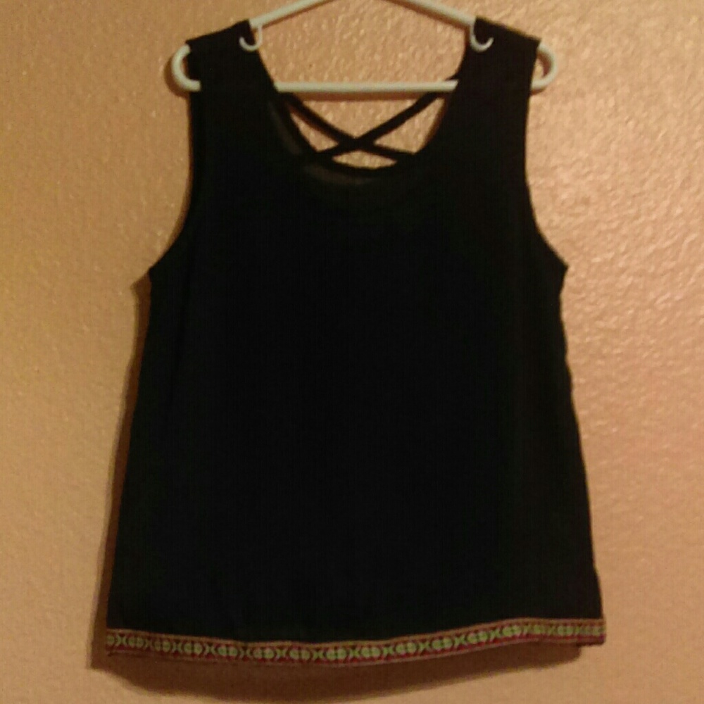 Cato girls black sleeveless crossback top